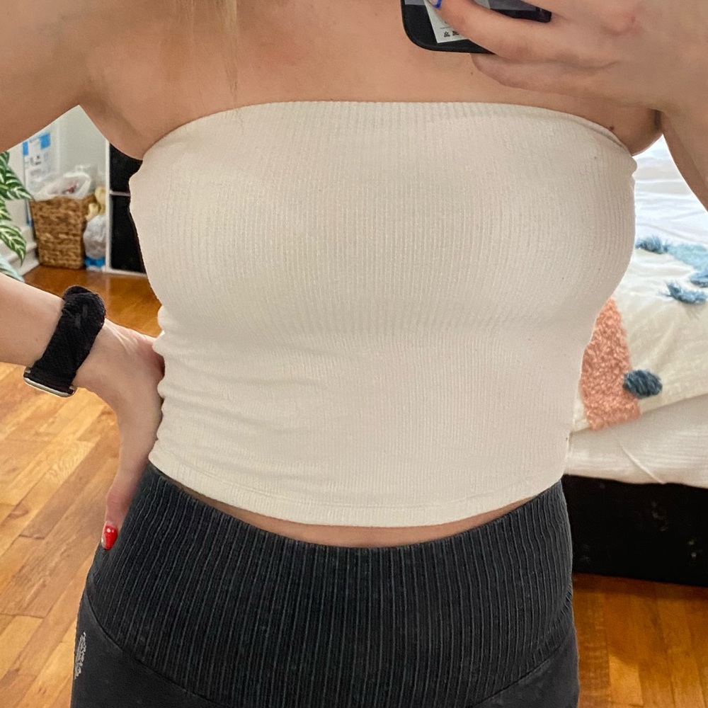 AE Soft & Sexy Ribbed White Tube Top